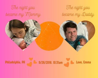 Personalized Family Canvas Print, Heartwarming Tribute, Perfect Gift for Grandparents, Custom Star Map Art, Memorial Décor