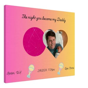 Cartes personnalisées du ciel nocturne/des étoiles de votre naissance, 1 photo, cadeau pour maman, papa, grands-parents, tante, oncle, frère, soeur, personnaliser sur toile