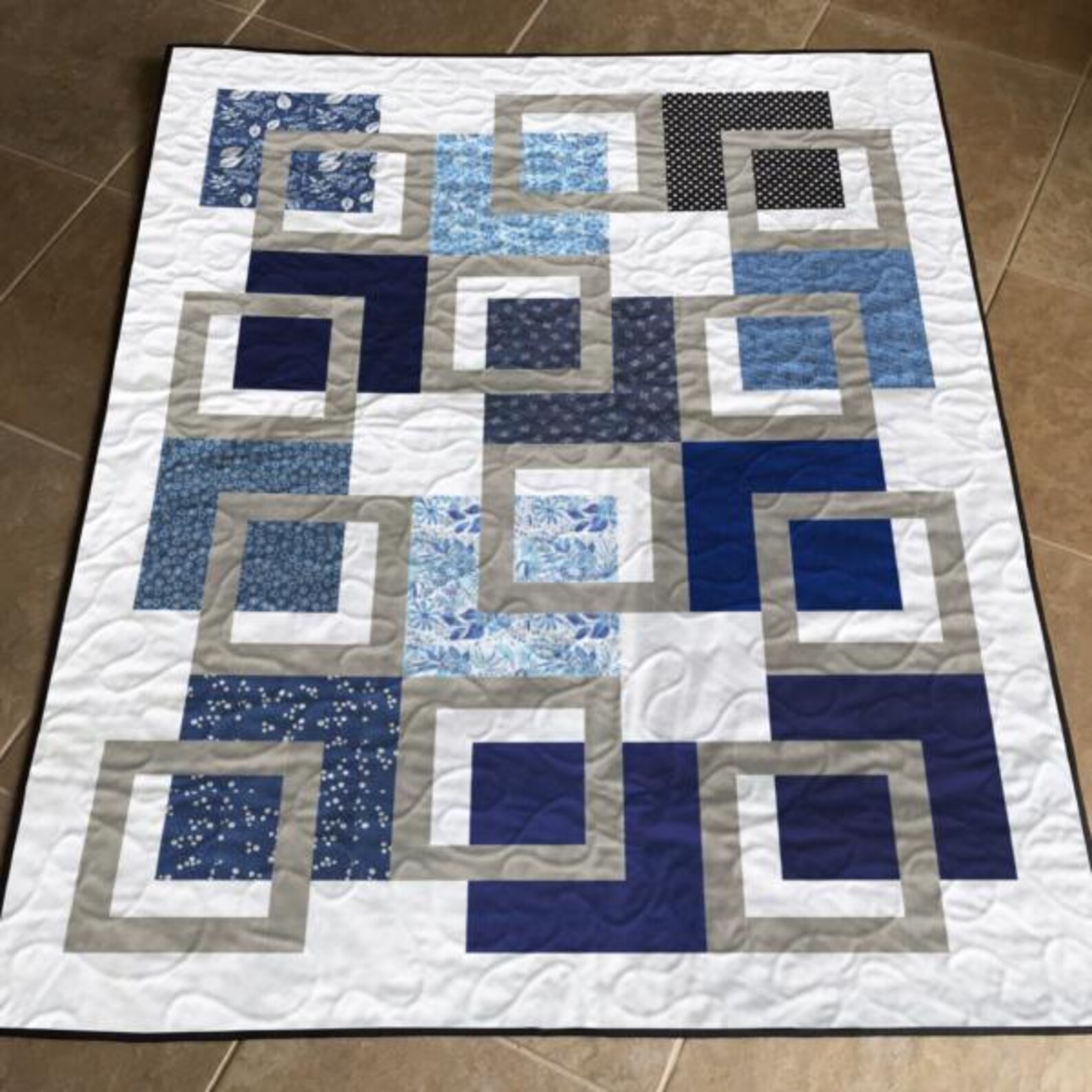 Window Lake Quilt Pattern Floating Windows – Midnight Frames Quilt Pattern PDF. Easy Modern ...