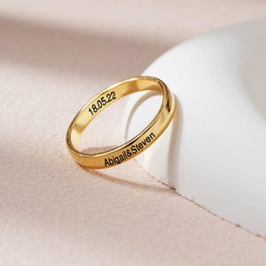 Custom Engraved Name Ring, Hidden Message Ring, Personalized Stacking Ring, Birthday Gift, Gift for Mom, Gift for Wife, Gift for Her