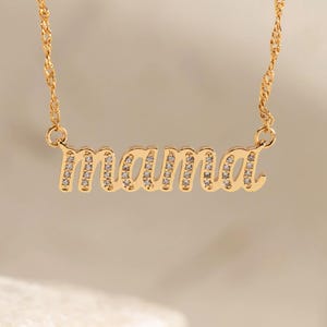Collar delicado para mamá, collar con la letra de mamá, collar para mamá primeriza, joyería de diamantes, regalo para el Día de la Madre, regalo perfecto para mamá, regalo para ella