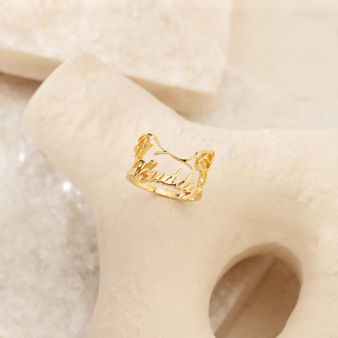 Custom Dog Ear Ring, Dog Name Ring, Personalized Pet Ring, Pet Memorial ...