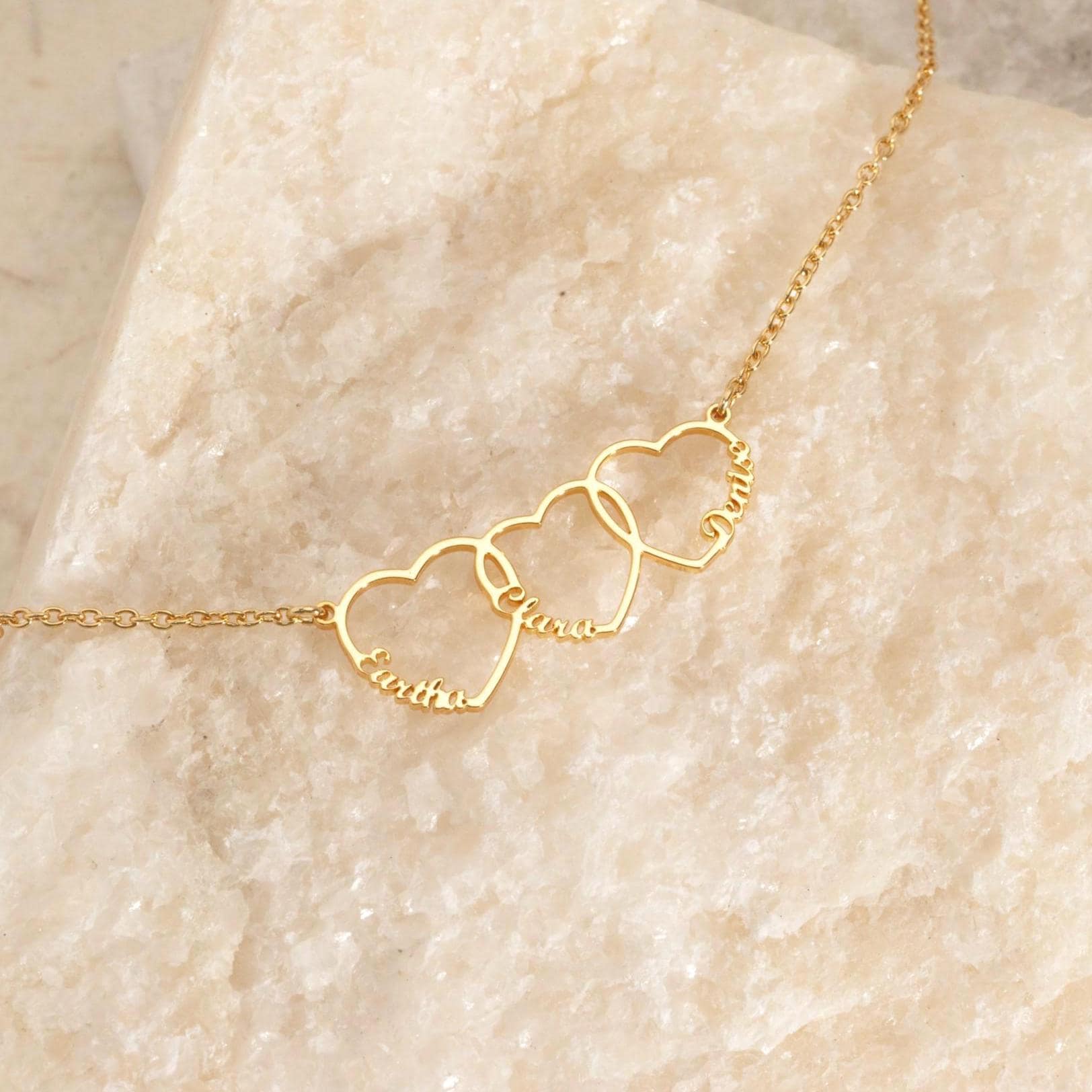 Family Heart Necklace, Personalized Name Hearts Necklace, Mom Necklace with Kids Names, Christmas Gift, Gift for Grandma, Gift for Her