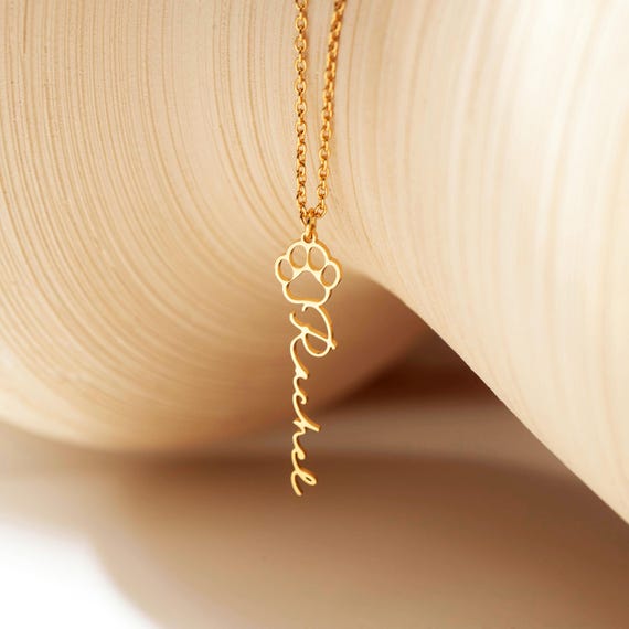Personalized Pet Name Necklace with Paw, Pet Memorial Necklace, Custom Name Jewelry, Pet Memorial Gift, Gift for Cat Dog Mom, Gift for Her