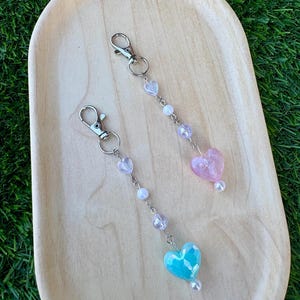Color Heart Keychain | Pink Blue Charm | Handmade Bag Charm | Bestfriend Keychain | Gift for Her | Heart Bag Charm | Heart