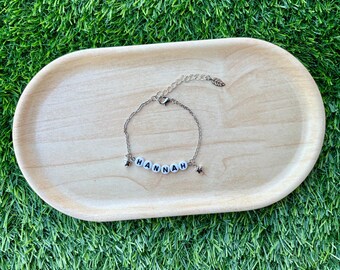 Pulsera con nombre personalizado: dije de estrella de plata hecho a mano, ajustable