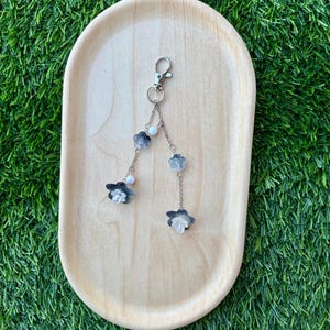 Drop Flower Keychain | Silver Charm | Handmade Bag Charm | Dangle Keychain | Gift for Her | Flower Bag Charm | Flower Keychain