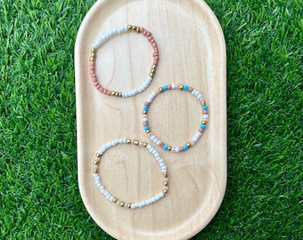 Ocean Themed Beaded Bracelet Set: Handmade Seed Bead Jewelry