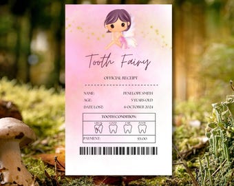 Tooth Fairy Receipt Instant Download, Tooth Fairy Receipt, Printable Tooth Fairy Receipt, Tooth Fairy Gift, Tooth Fairy Keepsake