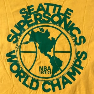 Seattle Super Sonics Champs &#39;79 Tee Repop (add size @ checkout comments or message me)