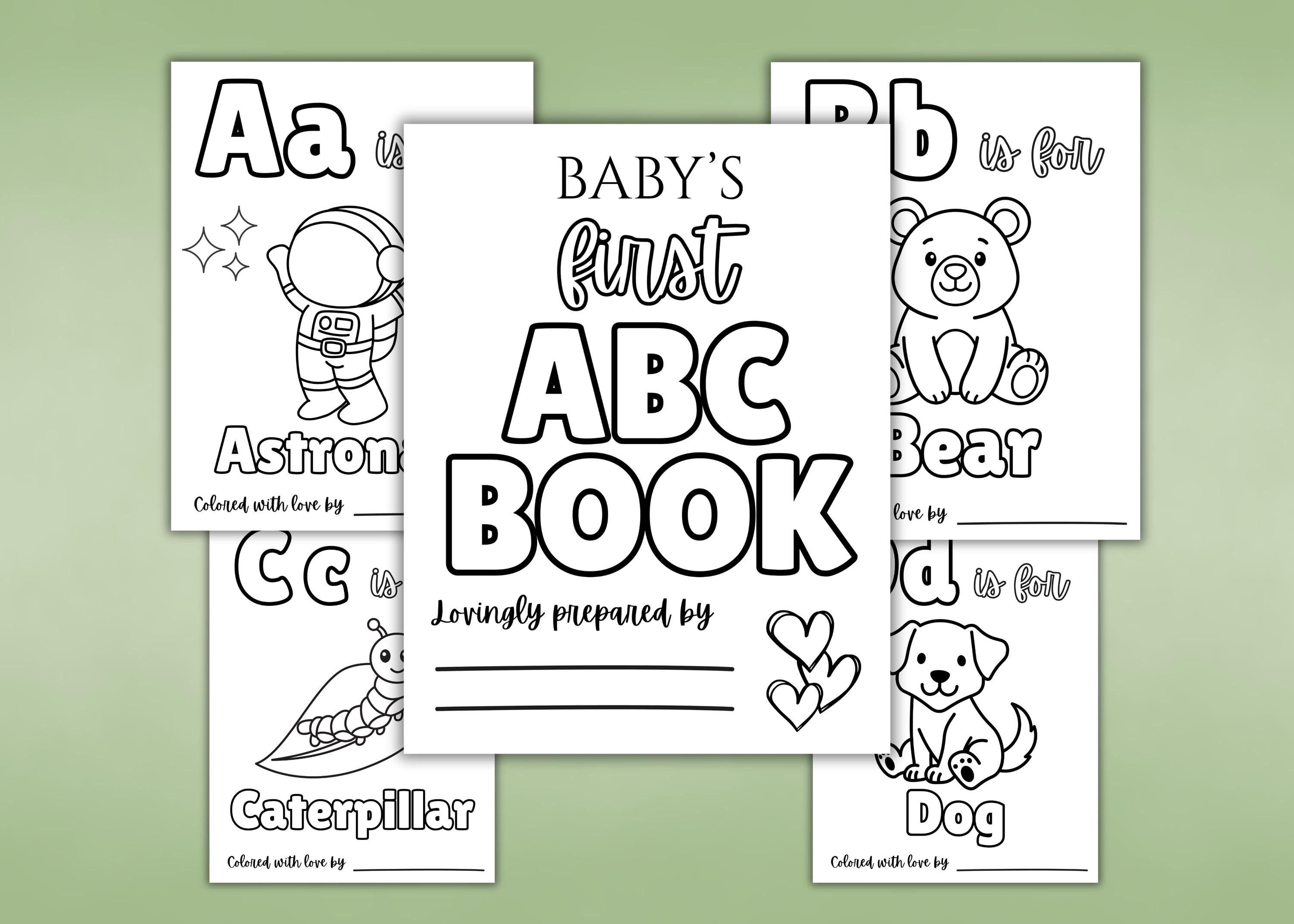 ABC Coloring Book, Babys First ABC Book, Keepsake, Baby Shower Activity ...
