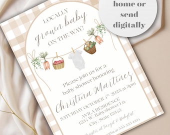 Farmers Market Baby Shower Invitation: Gender Neutral, Locally Grown (Digital Download)