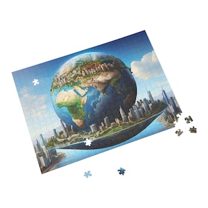 Jigsaw Puzzle, Eco Utopia Earth Fantasy Cityscape 1000 Piece for Adults & Teens, Sustainable Earth Puzzle, Eco-Friendly Jigsaw, Fantasy