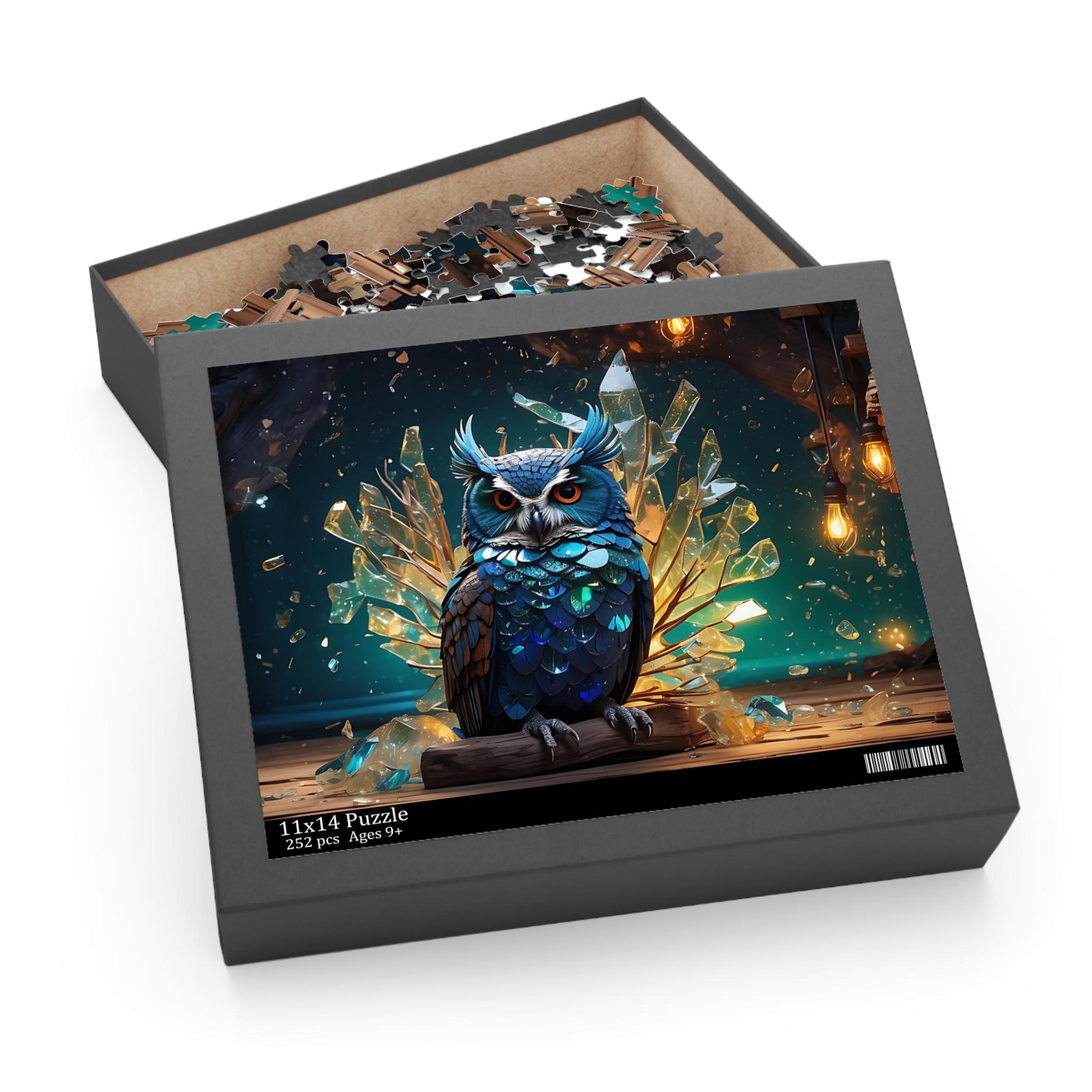 Stunning Enchanted Crystal Owl Jigsaw Puzzle Fantasy Art with Beautiful Blue Owl Design Available in