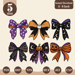 Halloween Coquette Rosett Broderidesigner Bundle, Spökpumpa Rosett Maskinbroderi PES DST JEF