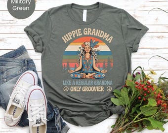 Groovy Hippie Grandma T-Shirt: Retro Peace & Love Gift