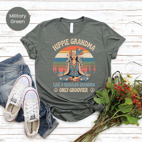 Groovy Hippie Grandma T-Shirt: Retro Peace & Love Gift