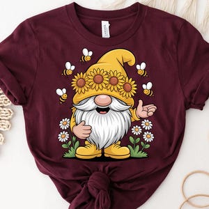 Sonnenblumenzwerg Shirt - Bienen und Blumenzwerg T-Shirt - Süßer Zwerg mit Sonnenblumenhut - Frühling und Sommer T-shirt - Geschenk für Zwergenliebhaber