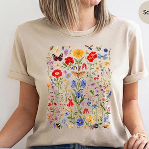 Wildflower Bouquet Shirt – Colorful Floral Nature Shirt – Cottagecore Garden Shirt for Plant Lovers, Boho Style Fans, and Botanical Gifts