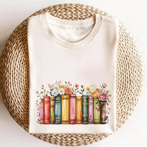 Floral Books Shirt, Vintage Book Lover Tee, Wildflower Reading Top, Cute Cozy Reader T-Shirt, Spring Bookish Gift, Librarian Flower Tee