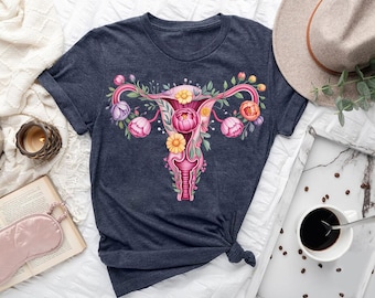 Floral Uterus T-Shirt – Feminist Reproductive Rights Graphic Tee