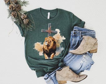 Watercolor Lion of Judah Shirt: Christian Faith Graphic Tee
