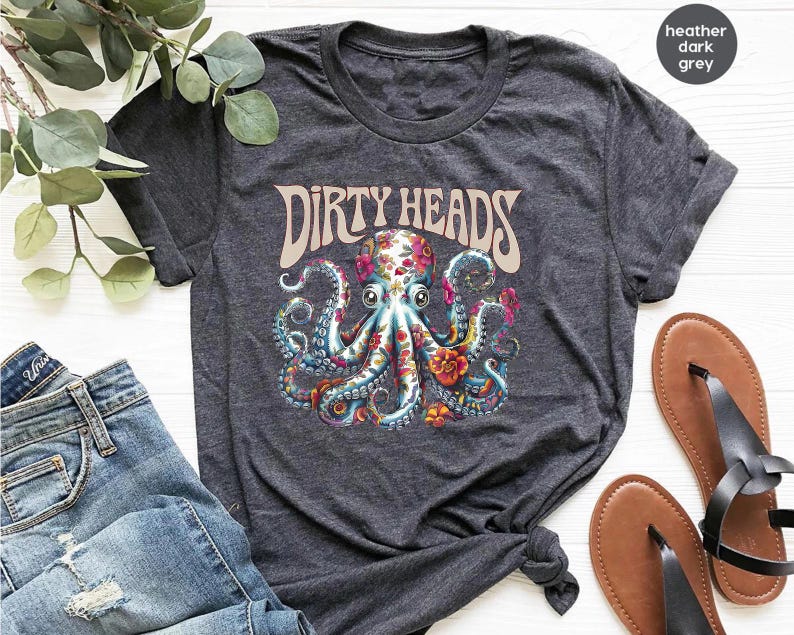 a t - shirt that says dirty heads with an octopus on it