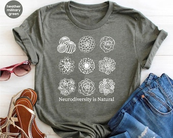 Botanical Neurodiversity Awareness Shirt: Autism & ADHD Ally Tee