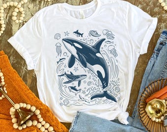 Retro Orca Whale T-Shirt: Ocean Lover Graphic Tee