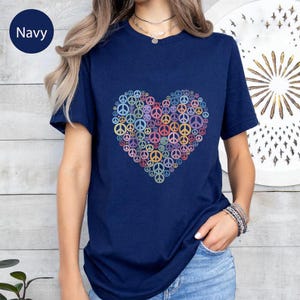Peace Heart Shirt – Colorful Peace Sign Shirt – Peace Love Shirt – Retro Peace Graphic Tee – Flower Power Shirt – Hippie Heart Shirt