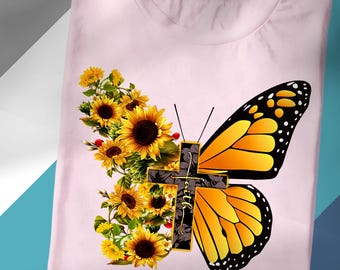 Sunflower Butterfly Faith T-Shirt: Christian Floral Tee