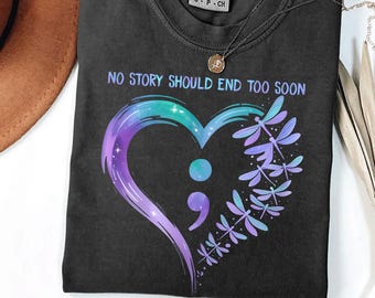 Semicolon Dragonfly Heart Shirt: Mental Health Awareness Tee
