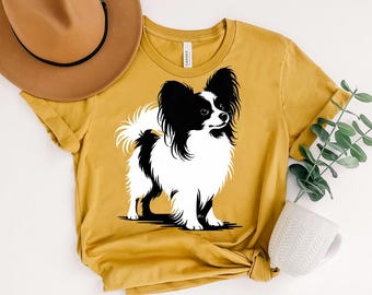 Black and White Papillon Dog T-Shirt: Pet Lover Graphic Tee