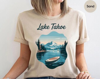 Vintage Lake Tahoe T-Shirt: Scenic Mountain Paddle Boat Tee
