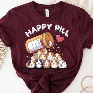 Happy Pill Guinea Pig Shirt – Funny Mental Health Pet Lover Tee – Cute Piggie Graphic T-Shirt – Emotional Support Animal Gift Idea