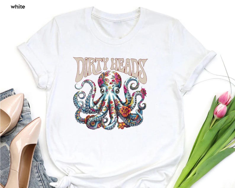 a white shirt with an octopus on it