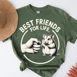 Best Friends for Life Hamster Shirt – Cute Pet Owner Gift – Fist Bump Animal Tee – Funny Rodent Lover T-Shirt – Small Pet Friendship Top