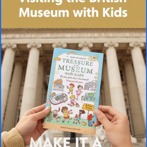 May include: A light blue booklet titled Treasure of the Museum with Kids featuring colorful illustrations of children exploring a museum. The cover includes line drawings of various artifacts and figures, with text at the bottom reading Kristin Mansin MOK12304.