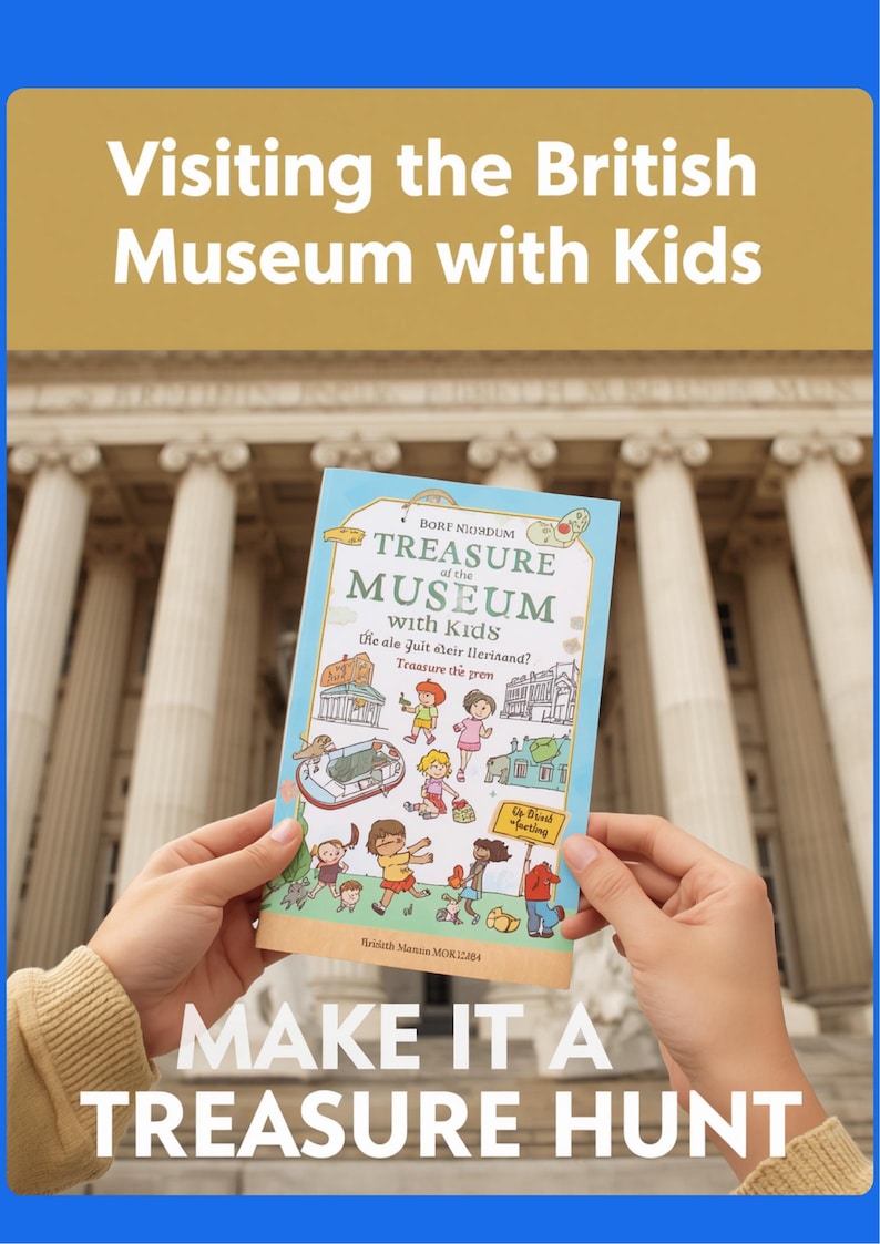 May include: A light blue booklet titled Treasure of the Museum with Kids featuring colorful illustrations of children exploring a museum. The cover includes line drawings of various artifacts and figures, with text at the bottom reading Kristin Mansin MOK12304.