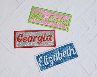 Custom Embroidered Glitter Name Patch - Iron-On or Sew-On