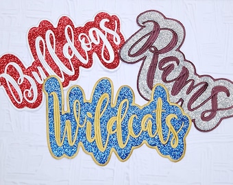 11x7 Inch Custom Team Mascot Patch: Embroidered Glitter Iron-On Name Patch