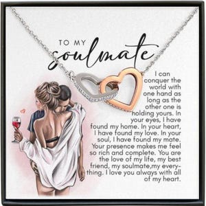 Collar de corazones entrelazados: regalo romántico para tu alma gemela con tarjeta con mensaje - Colgante de amor Lunalux
