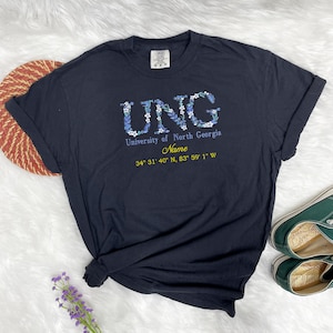 Custom College T-shirt, Floral Letter Embroidery, Graduation Gift