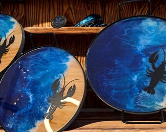 11.8in Handcrafted Round Lobster Tray w/ Handles