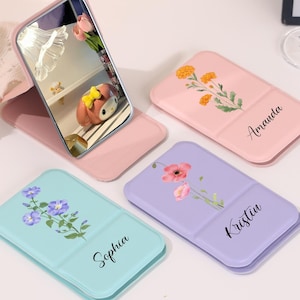 Brautjungfern Geschenke Taschen-Schminkspiegel, elegantes Brautparty-Geschenk, personalisierter Taschenspiegel, Brautjungfer Danke Geschenk, Reise-Schminkspiegel