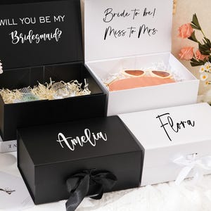 Benutzerdefinierte Name Geschenkbox, personalisierte Brautjungfer Geschenkbox, leere Vorschlag Geschenkbox, werden Sie meine Trauzeugin sein, Brautpartygeschenke, Hochzeitsgeschenk