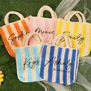 Personalized Straw Beach Tote Bag: Raffia Travel Tote, Bachelorette Gift