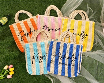 Personalized Straw Beach Tote Bag: Raffia Travel Tote, Bachelorette Gift