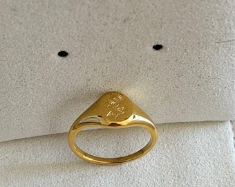Sunflower ring made of stainless steel for women – 18K gold-plated, waterproof – gold – statement ring – gift – jewelry – for her – Christmas