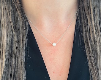 Pearl Necklace for Women – 18k Gold Plated Stainless Steel – Gold, Silver, Rose Gold – Pearl Jewelry – Minimalist Necklace Gift, Christmas